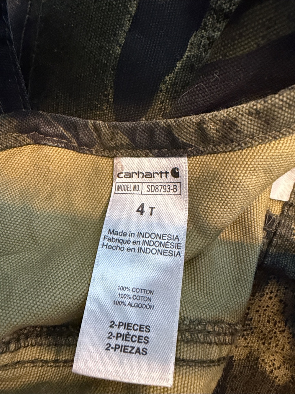 Carhartt Orange Graphic Tee with Green Camo Overall shorts - Picture 7 of 8